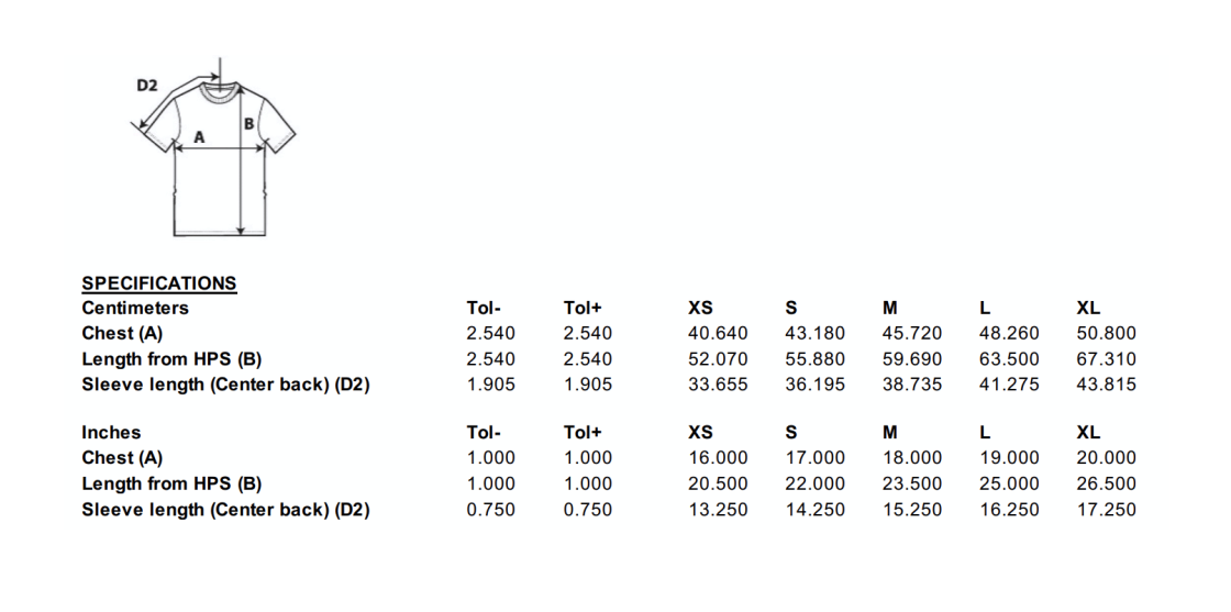 EEP - Heavy Cotton Youth Shirt - Size Guide