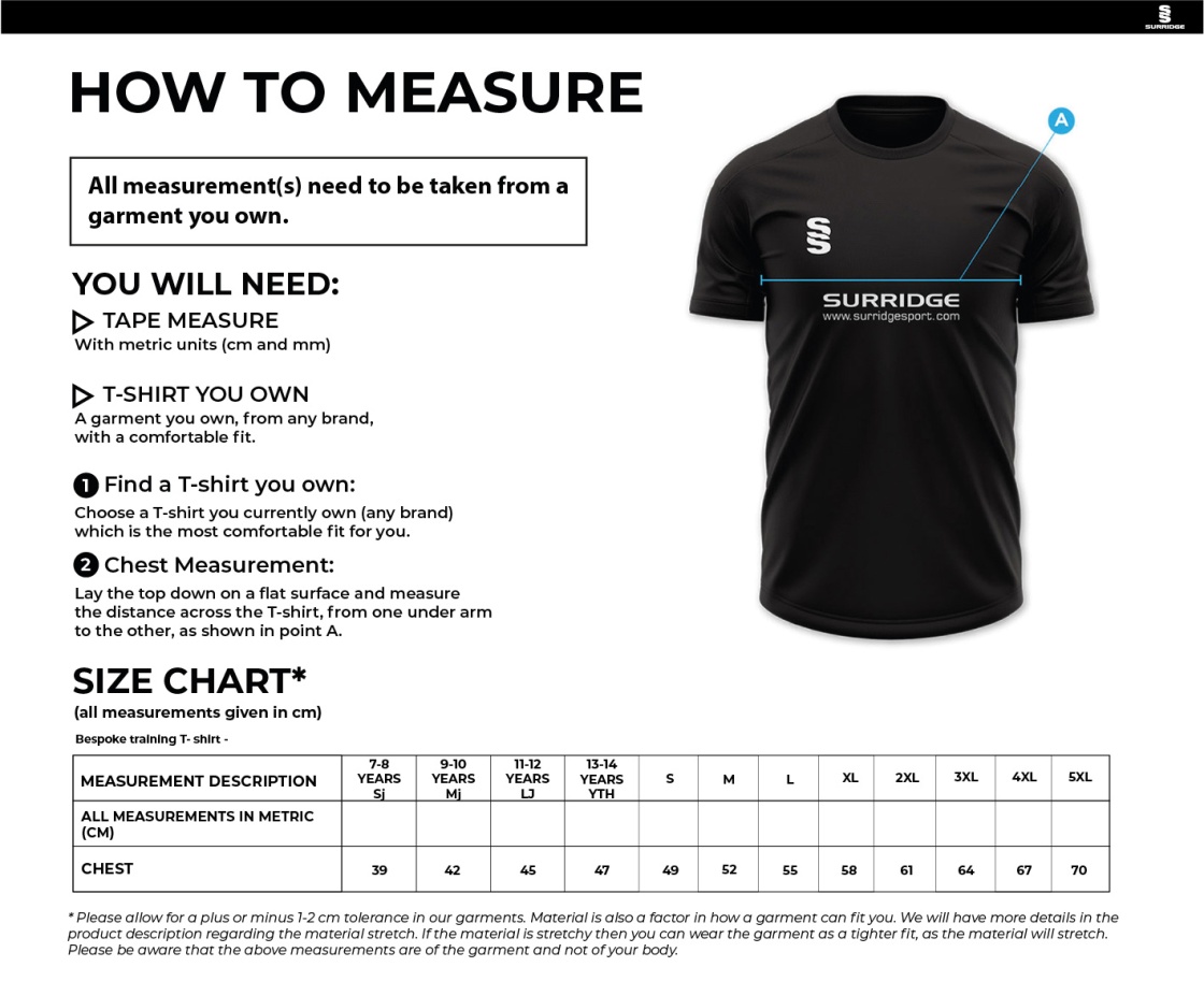 Impact T-Shirt - Red- Unisex Fit - Size Guide